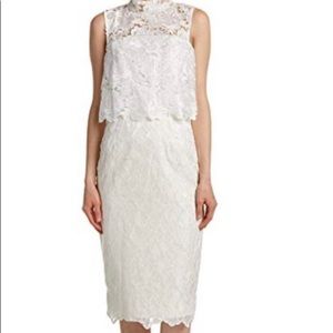 NWT Monique Lhuillier White Lace Dress (midi)